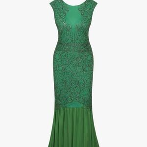 Elegant Green Evening Gown Small